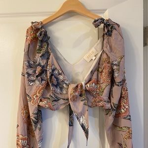 Stone Cold Fox silk floral tie wrap top in size 0